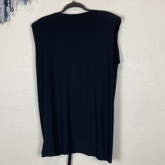 Zara black ruched front padded shoulder tunic tank - Picture 5 of 5